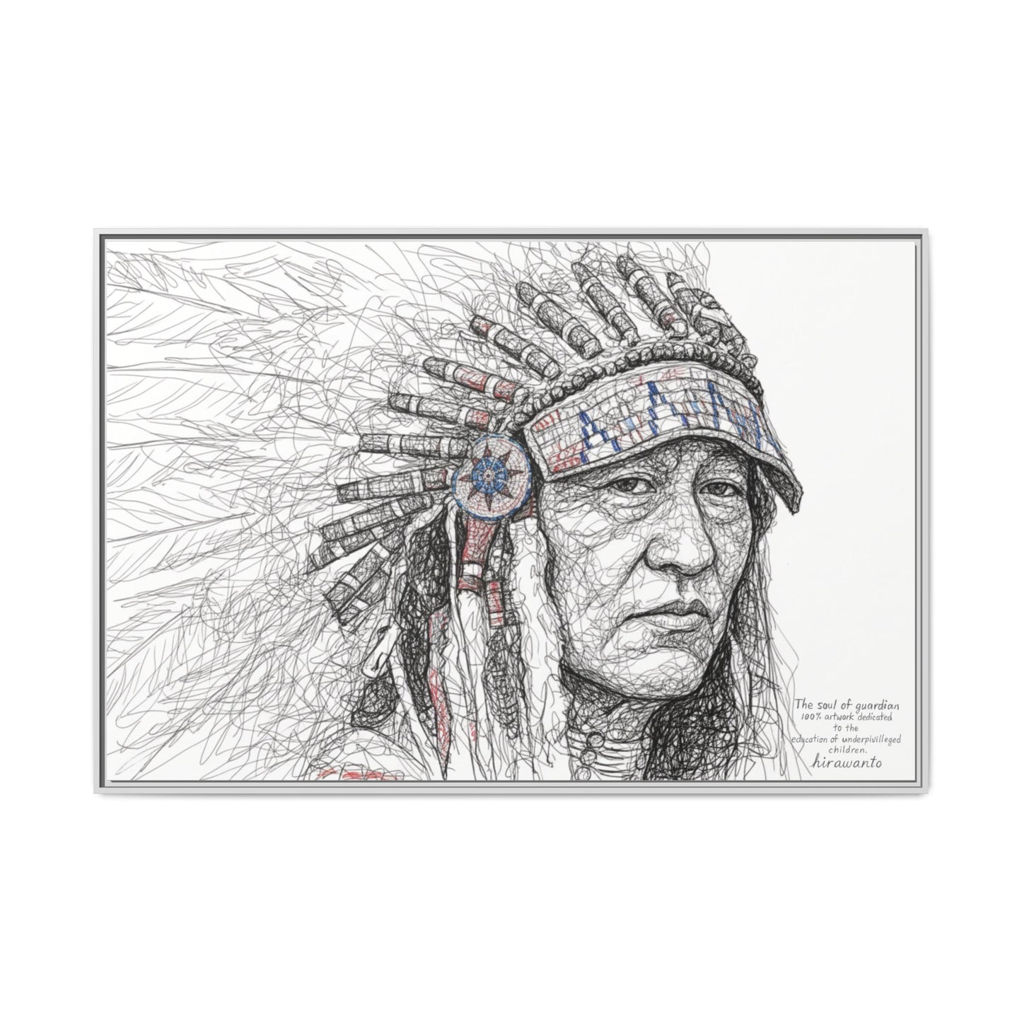 Native American Tribal Wall Art – Scribble Decoration Framed Canvas