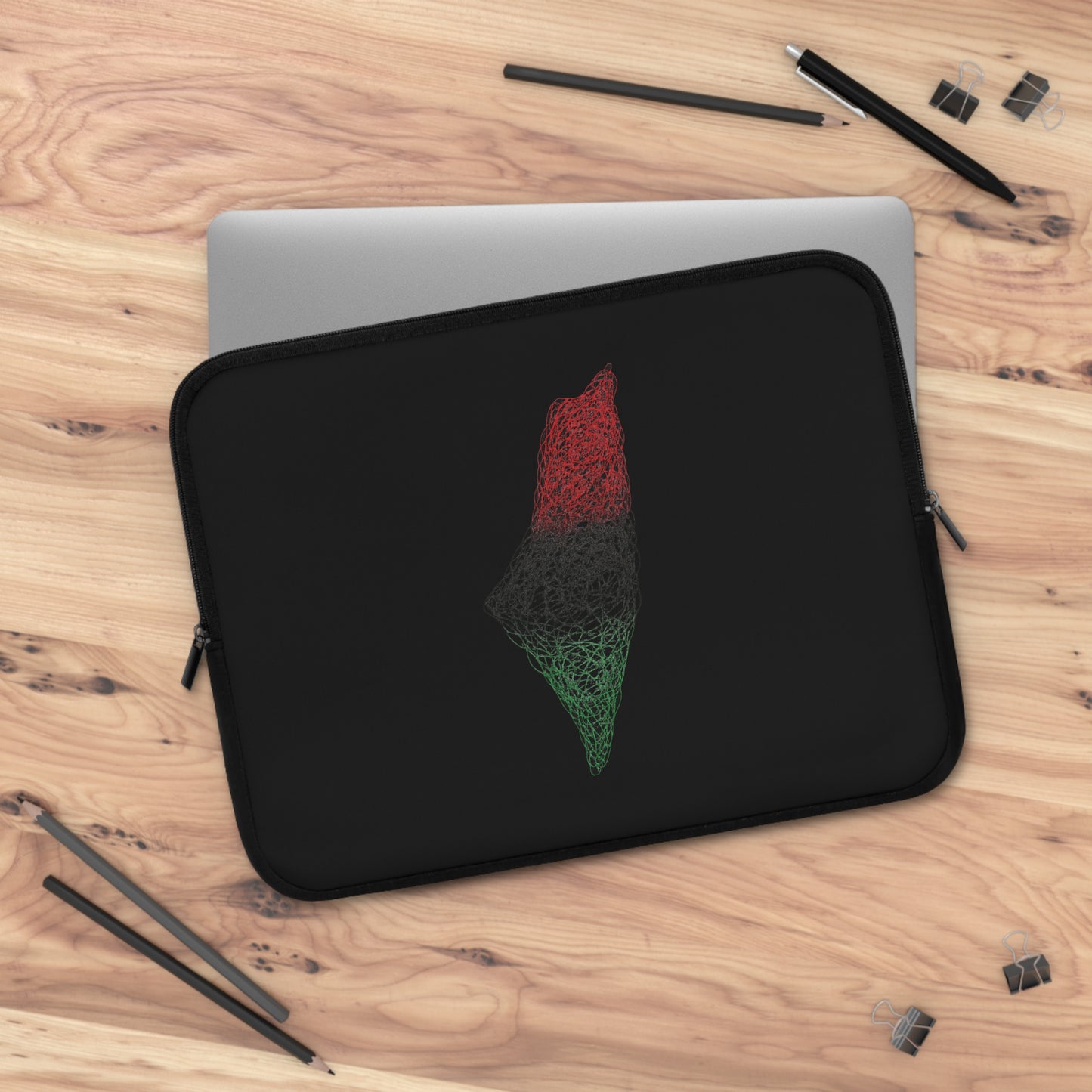 Colorful Israel-Inspired Laptop Sleeve, Black Geometric Sleeve, Personalized Laptop Case, Computer Protection Sleeve, Gift for Tech Lovers