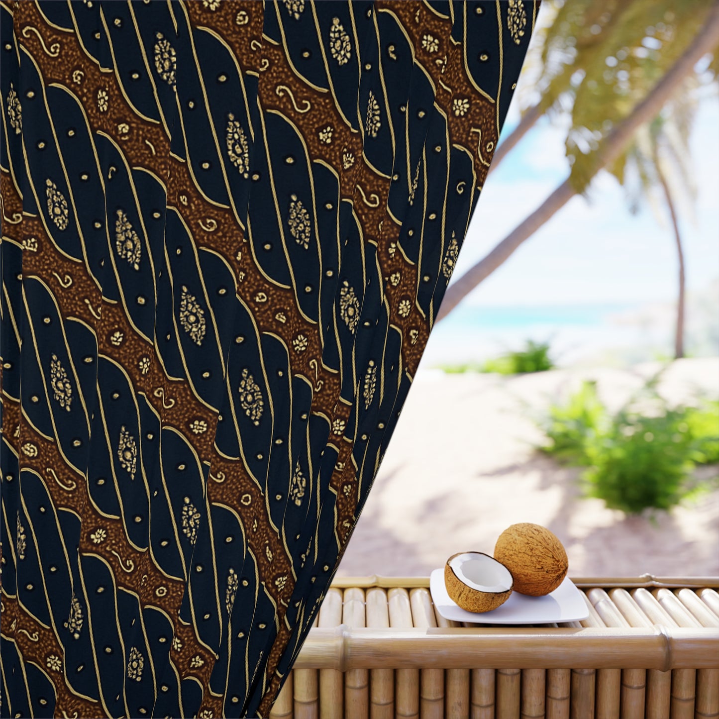 Batik Curtain Parang Rusak Barong Royal Javanese Court Blackout Panel Boho