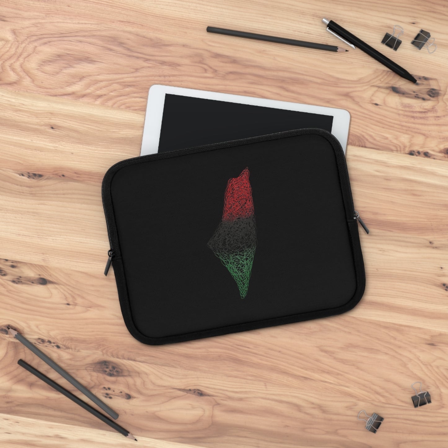 Colorful Israel-Inspired Laptop Sleeve, Black Geometric Sleeve, Personalized Laptop Case, Computer Protection Sleeve, Gift for Tech Lovers