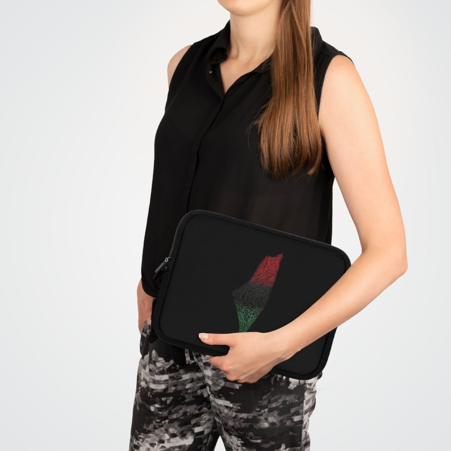 Colorful Israel-Inspired Laptop Sleeve, Black Geometric Sleeve, Personalized Laptop Case, Computer Protection Sleeve, Gift for Tech Lovers