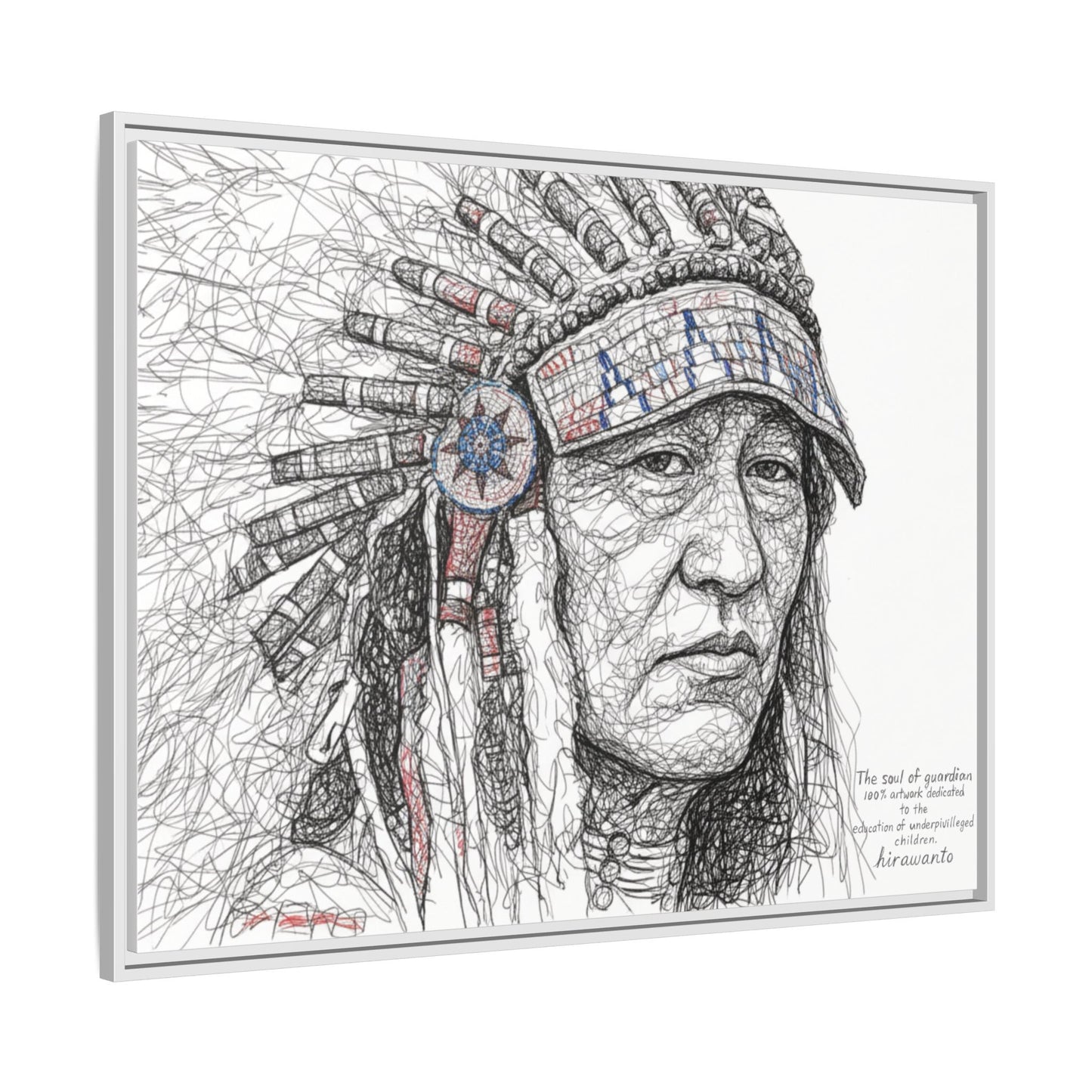 Native American Tribal Wall Art – Scribble Decoration Framed Canvas