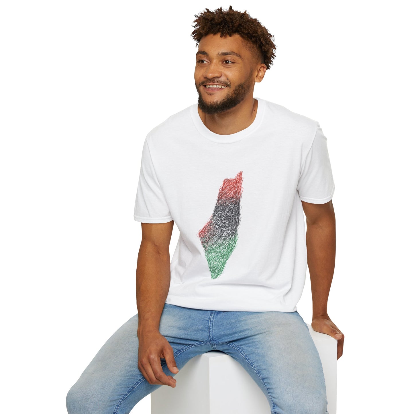 Impianku Palestine Map Scribble T-Shirt – Ethical Unisex Tee | 100% Profits Donated for Education | Graphic Protest Shirt, Art Lovers Gift