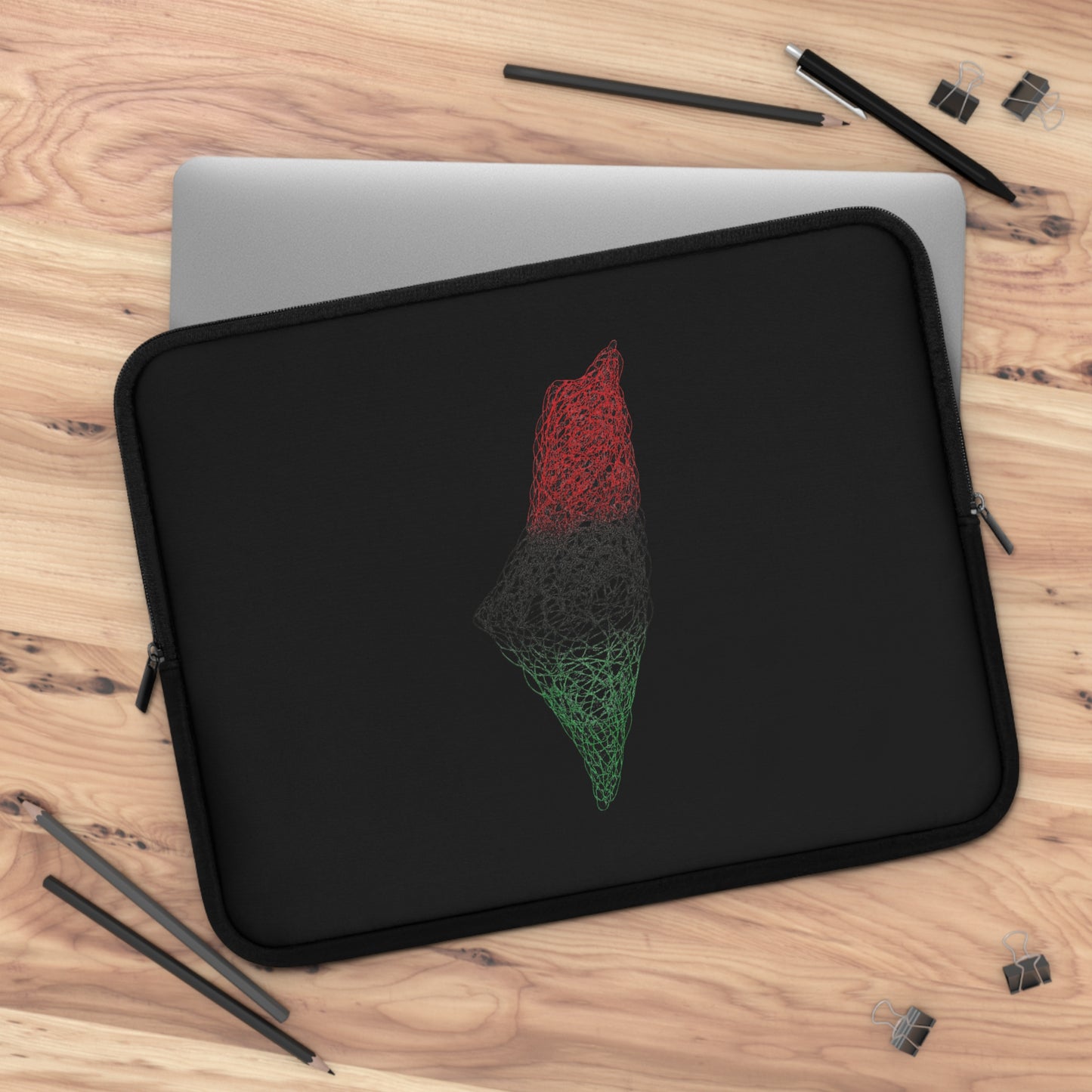 Colorful Israel-Inspired Laptop Sleeve, Black Geometric Sleeve, Personalized Laptop Case, Computer Protection Sleeve, Gift for Tech Lovers