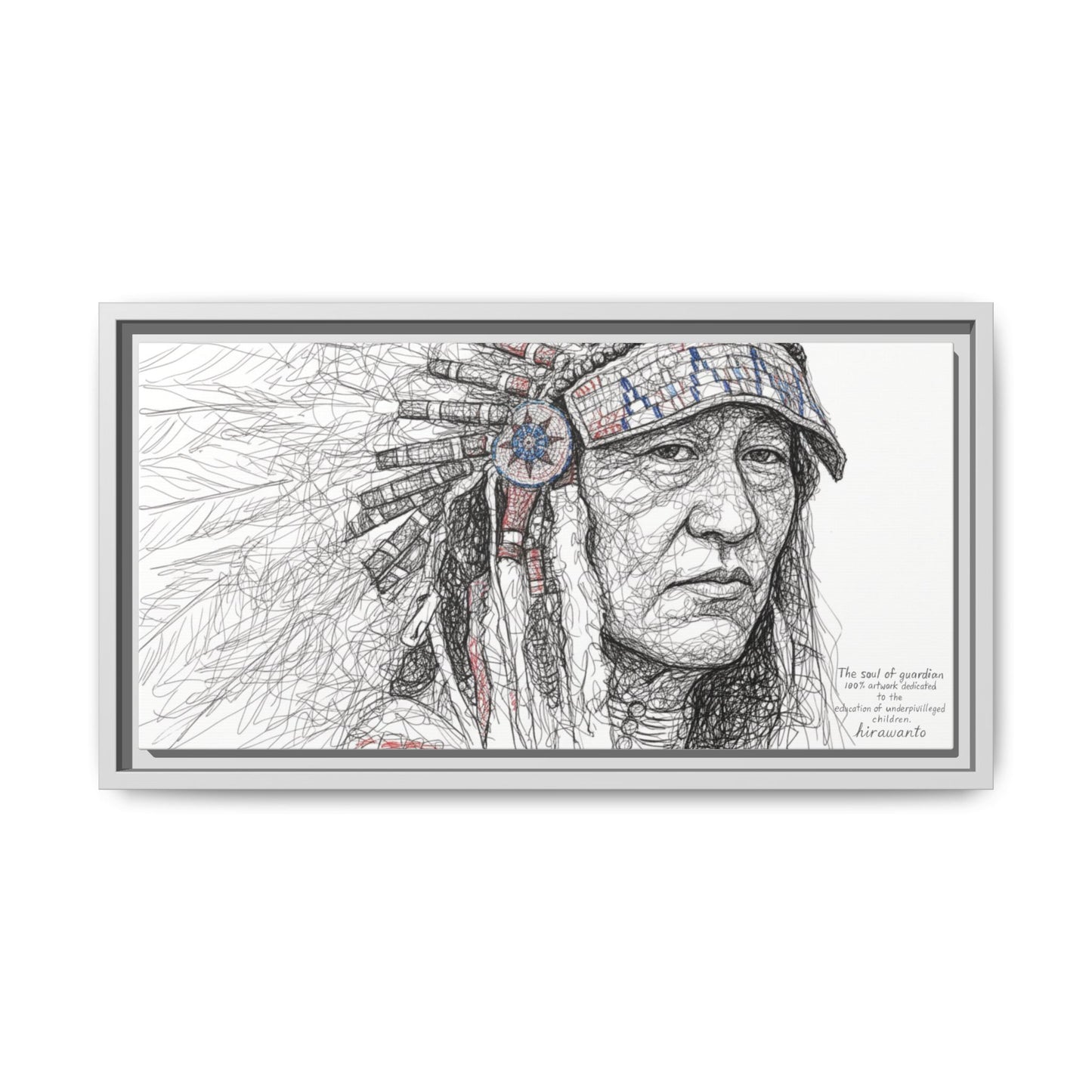 Native American Tribal Wall Art – Scribble Decoration Framed Canvas