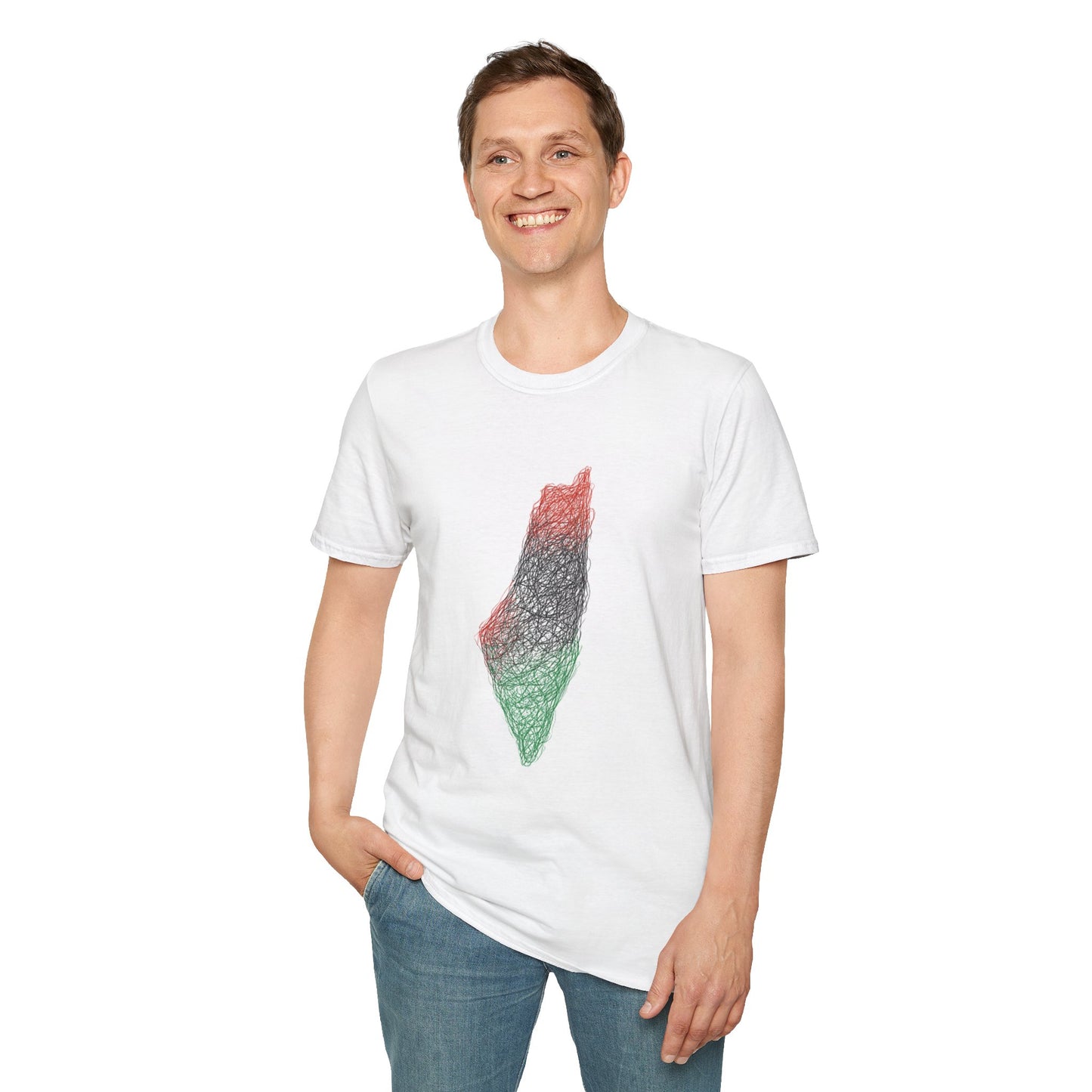 Impianku Palestine Map Scribble T-Shirt – Ethical Unisex Tee | 100% Profits Donated for Education | Graphic Protest Shirt, Art Lovers Gift