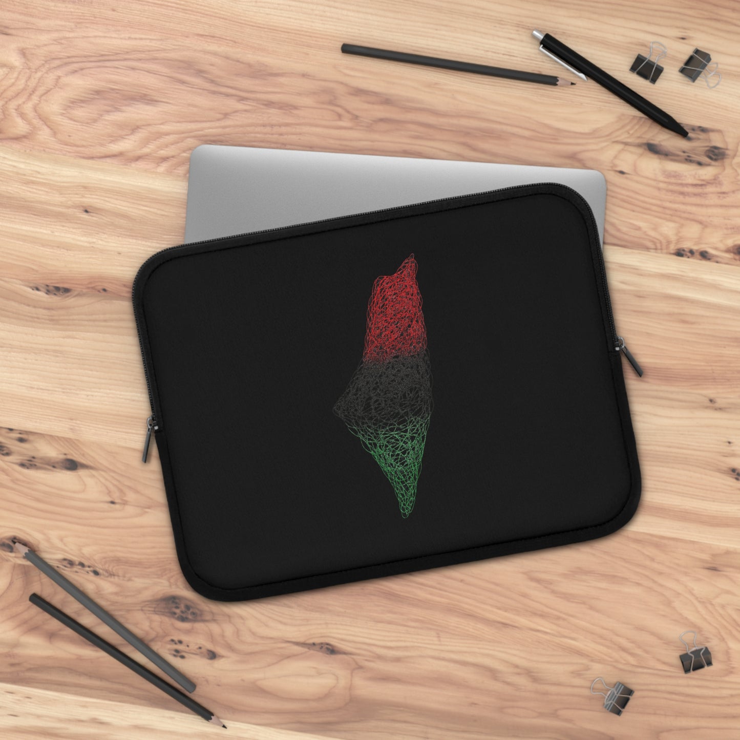 Colorful Israel-Inspired Laptop Sleeve, Black Geometric Sleeve, Personalized Laptop Case, Computer Protection Sleeve, Gift for Tech Lovers
