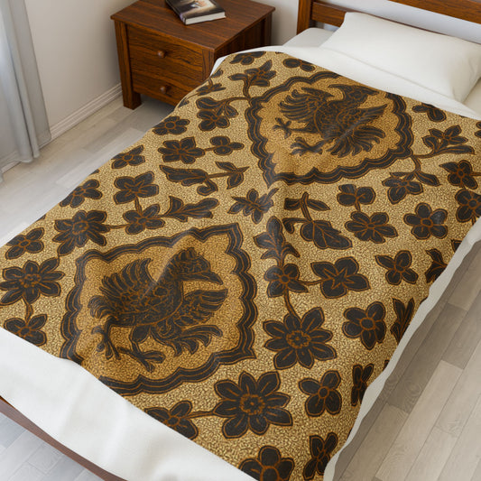 Batik Sido Mukti Blanket – Cozy Velveteen Plush Throw, Javanese Royal Pattern, Cultural Heritage Home Decor Gift